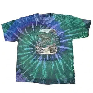 Vintage Hollywood Beach FL Ocean Reef Tie Dye Sea Turtle Fish Shirt Habitat 2XL